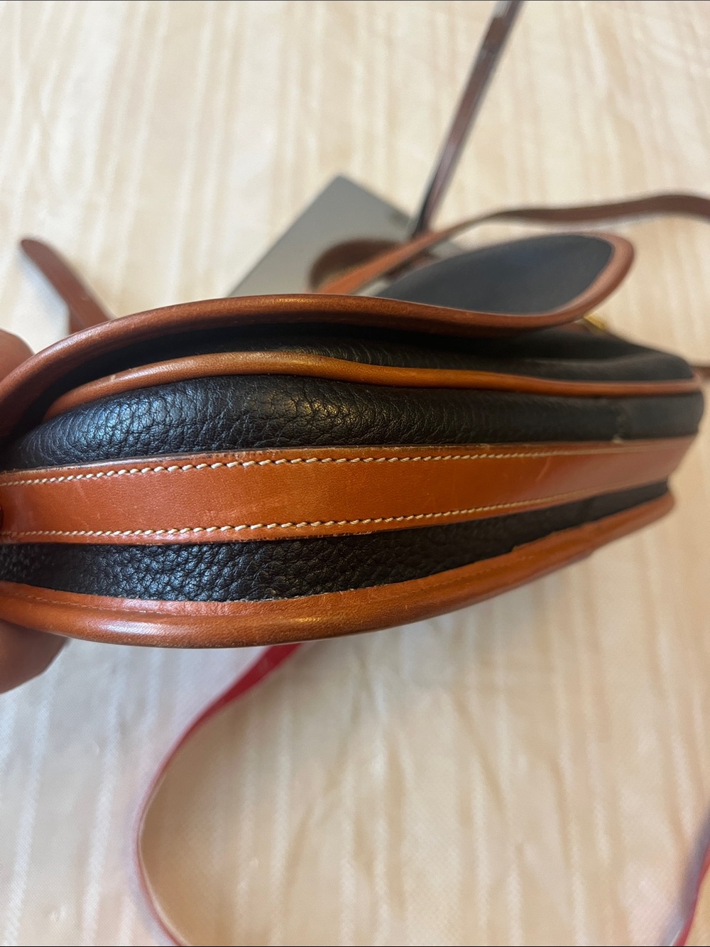 Dooney & Bourke Black Crossbody with Tan Leather Trim. - Picture 10 of 11
